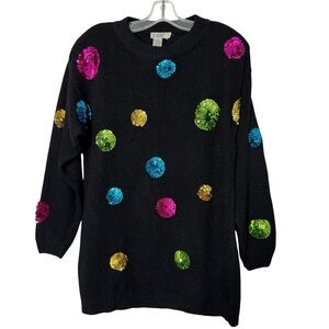 Vintage de Rotchild Sequin Sweater | Silk Angora Blend | Size L